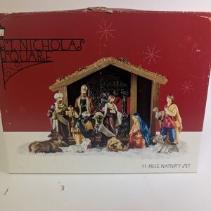 St. Nicholas Square Red & Multi 11-Piece Nativity Set
